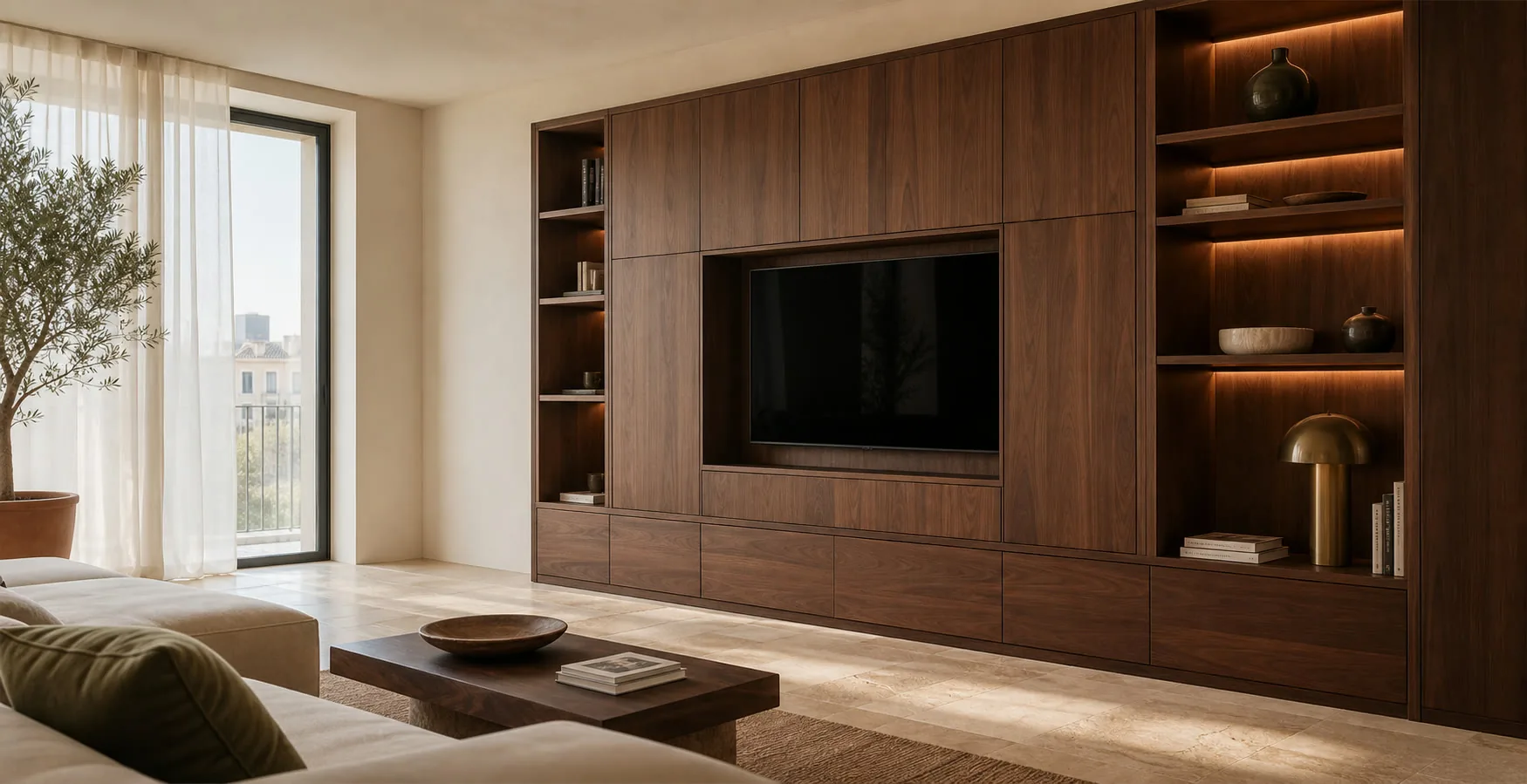 Mueble de salón a medida integrado en una vivienda contemporánea